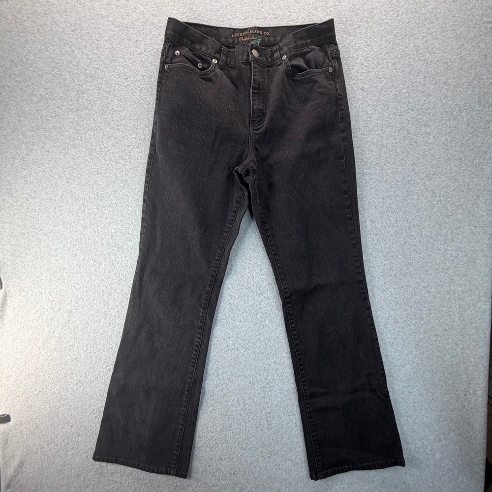 Lauren Jeans Co Ralph Lauren Womens 8 Black Bootcut Faded Stretch Jeans